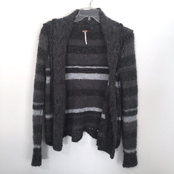 Free People Sweaters - Free People Vampire Diaries Gray Cardigan Hidden Hook Closure Sz M
